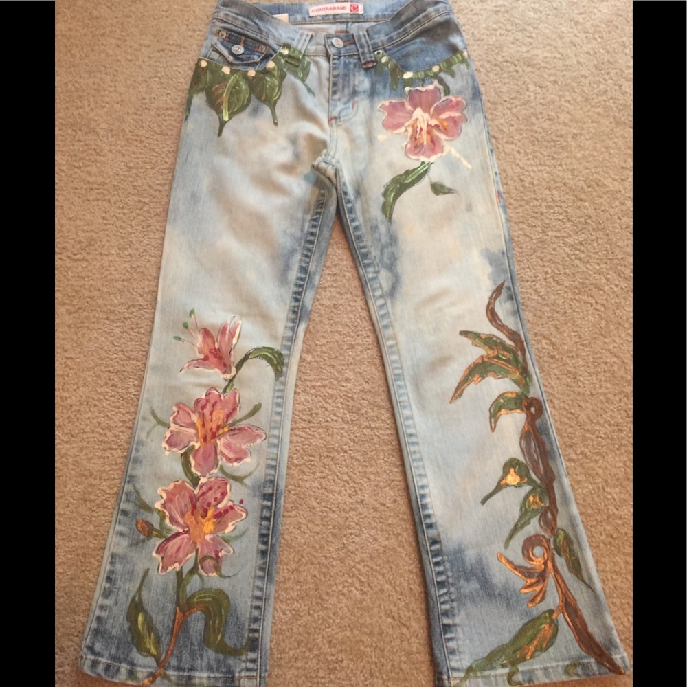 Contraband floral painted jeans